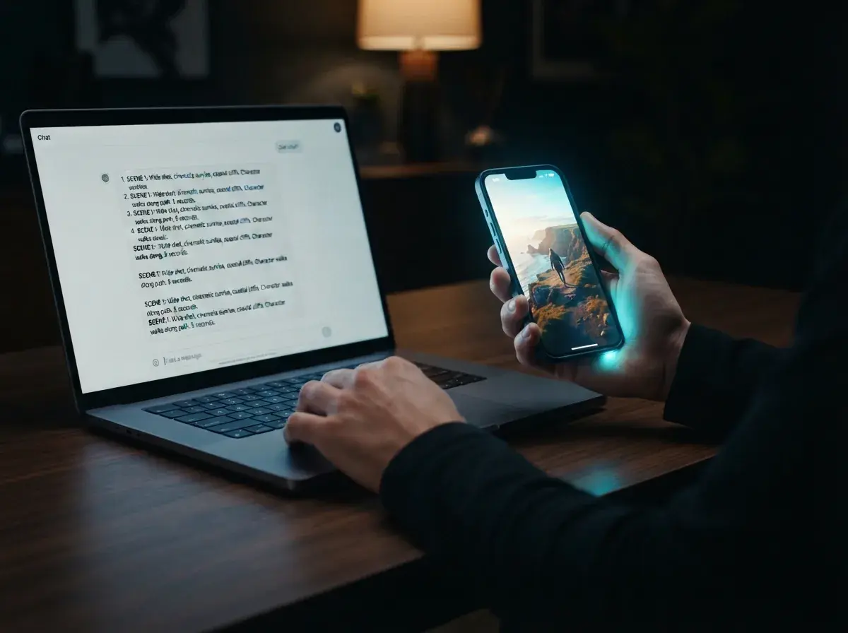 AI script workflow converting text prompts into video sequences